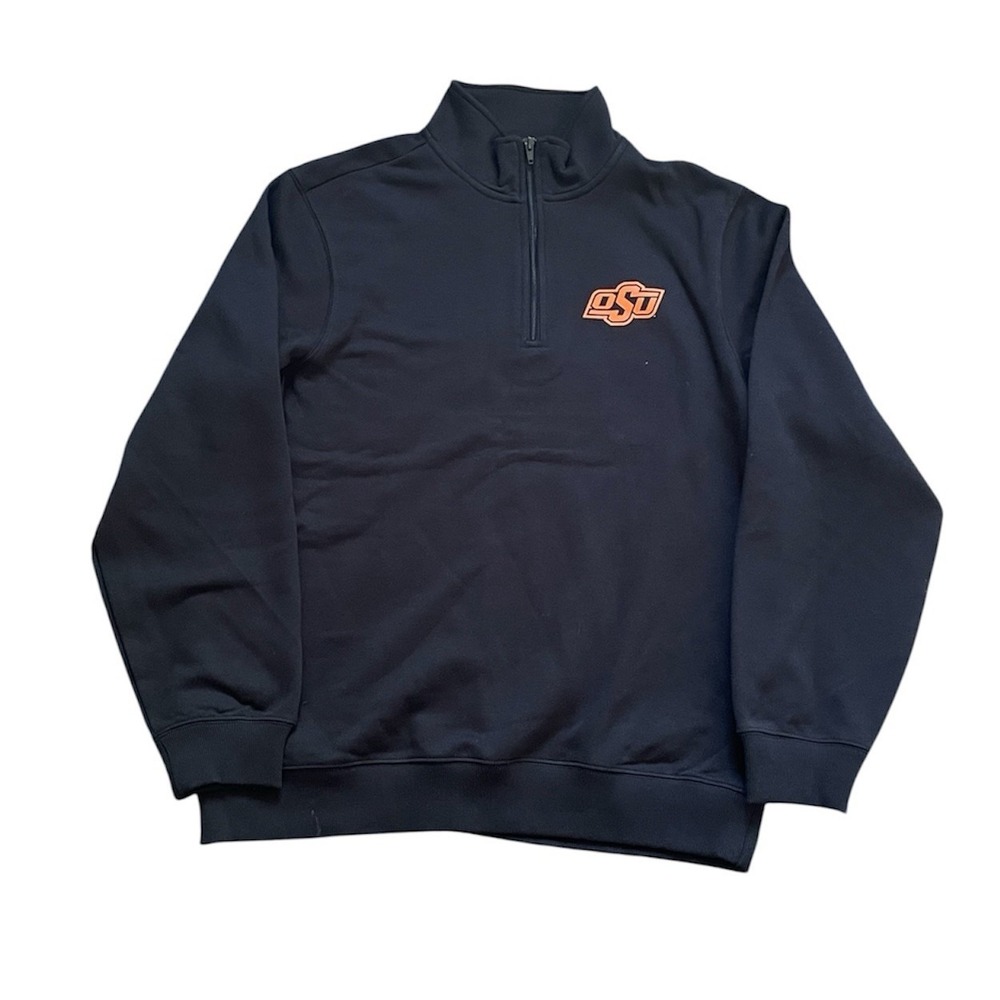Sport-Tek 1/4 Zip Black Sweater Oklahoma State University Mens Size L
